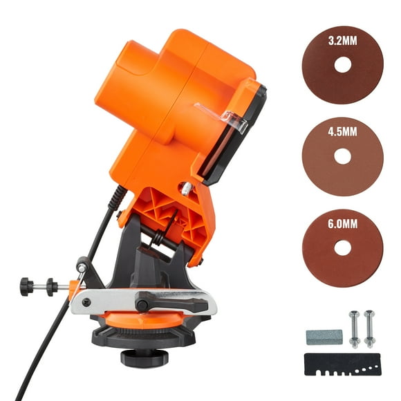 KFFKFF Electric Chain Sharpener, 140W Tool for Saw Blades at 5700RPM, Benchtop Sharpening Device with Three Grinding Wheels, Compatible with 0.25" to 0.404" Pitch Chains