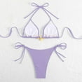 thumbnail image 4 of Dvprdro 2 Piece Adjustable Bandage Bikini Sets for Women Soft Bikini Swim Padded Tops Swim Bottoms Bathing Suit Purple M, 4 of 5
