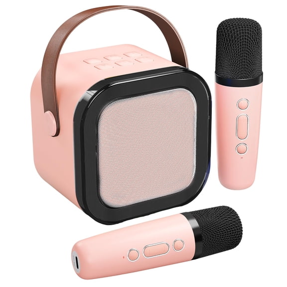 1Set Karao Ke Machine For Kids Adults Portable Blue Tooth Mini Karao Ke Microphone Singing Speaker With 2 Mic And Light