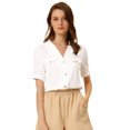thumbnail image 1 of Blusa elegante de gasa de verano con cuello en V y manga corta para mujer blanco XL, 1 of 6