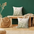 thumbnail image 2 of Spring Flower Pillow Covers 16 X 16 Inch Set of 2, Sage Green Leaves Floral Throw Pillow Covers Wildflower Herbs Plant Outdoor Farmhouse Decorative Pillows for Couch Sofa Home, 2 of 6