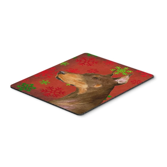 Carolines Treasures SS4675MP "Doberman Red and Green Snowflakes Holiday Christmas Mouse Pad Hot Pad or Trivet" Large