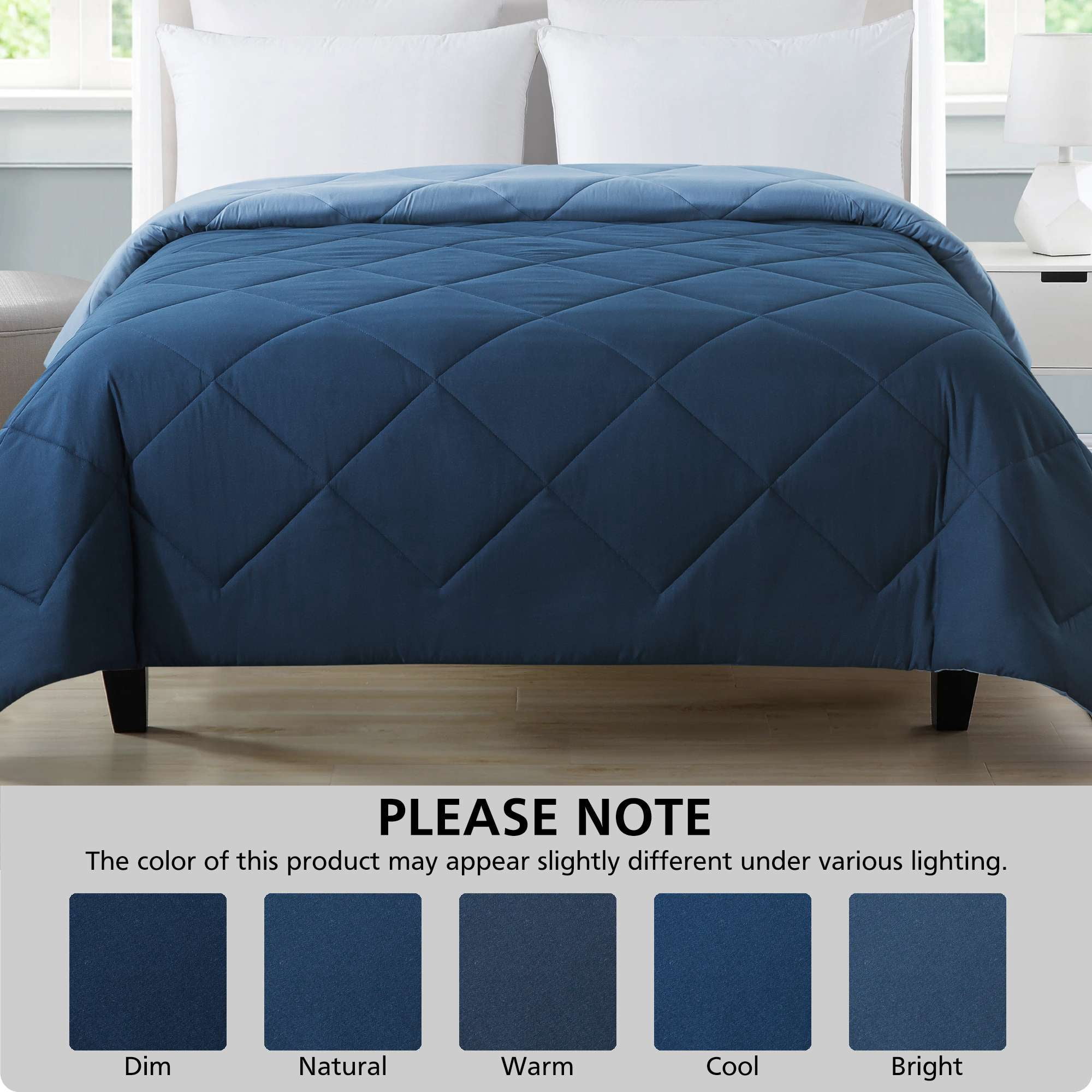 Mainstays King Comforter, All-Season Reversible Microfiber, Navy