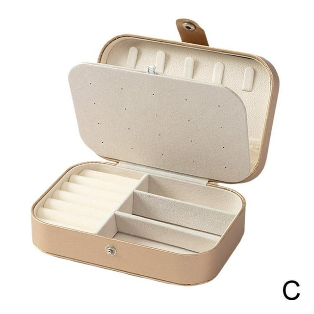 Wbxfbo Double-Layer Leather Jewelry Storage Box with Portable Design ,Multi-Compartment Organizer for Rings Earrings Necklaces ,Travel-Friendly Anti-Oxidation Display Case
