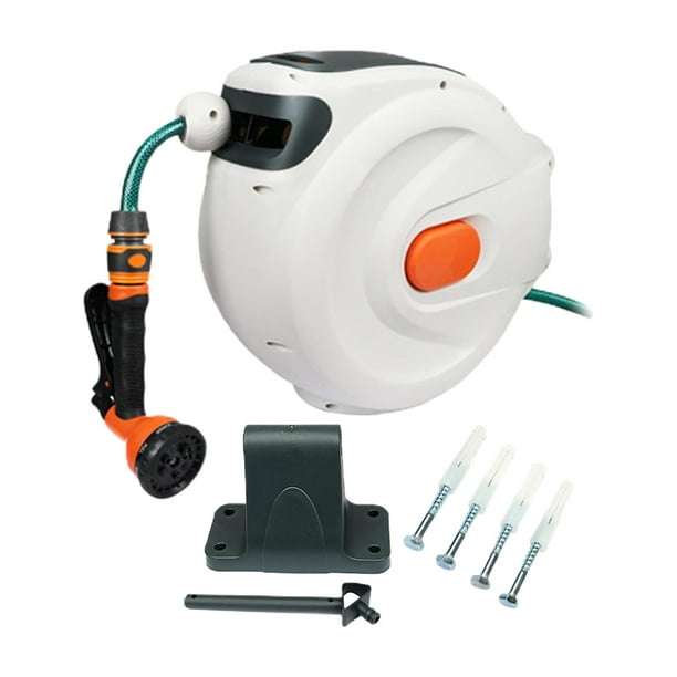 Retractable Water Hose Reel with 7 Sprayer Modes, Wall Mount, 180