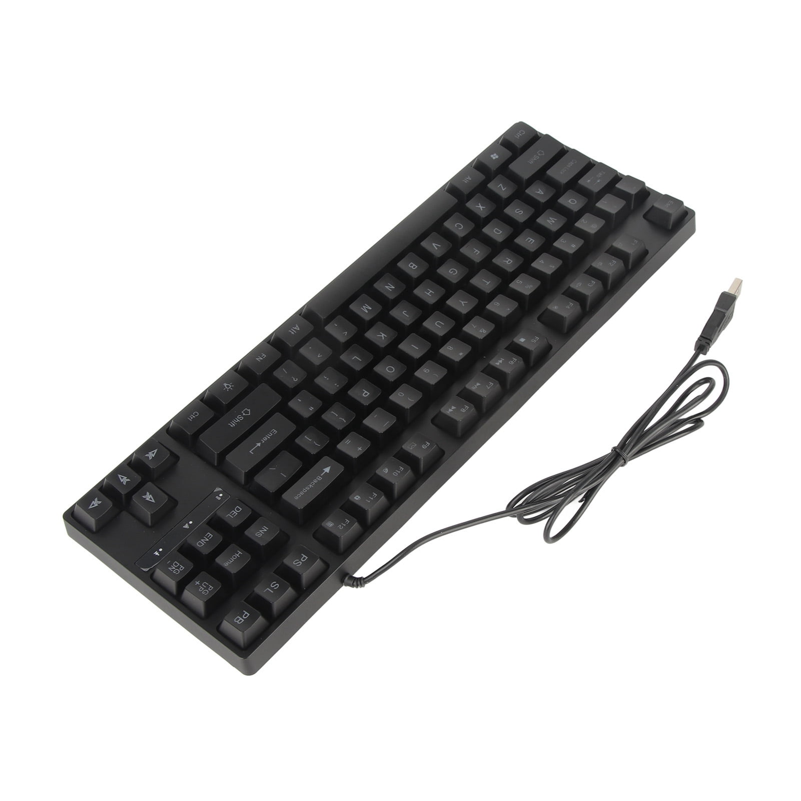 USB Wired Keyboard, Ergonomic Mechanical Keyboard 87 Keys Foldable Foot Support  for Computer