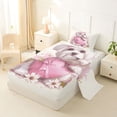 thumbnail image 2 of Homewish Cute Maltese Animal Twin Sheets,Pink Bow Heart Bedding,Daisy Floral Decor,3-Piece,1 Fitted Sheet and 1 Pillowcase, 2 of 6