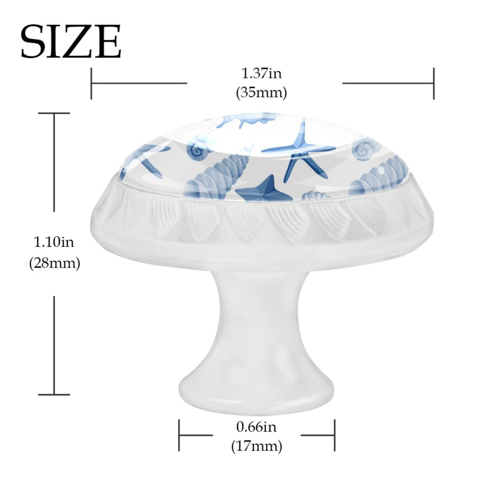 4 Pcs Blue Seashells Conch Knobs for Kitchen Cabinet Cupboard Dresser Bookcase Drawer Pulls Handles Round Home Decor