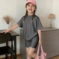 thumbnail image 7 of Abcomgle Girls Short Sets Size 7-8 Girls Two Piece Outfits Oversized Short Sleeve Shirts and Biker Shorts Athletic Casual Girls Short Sets,Dark Gray,12-13Years, 7 of 7