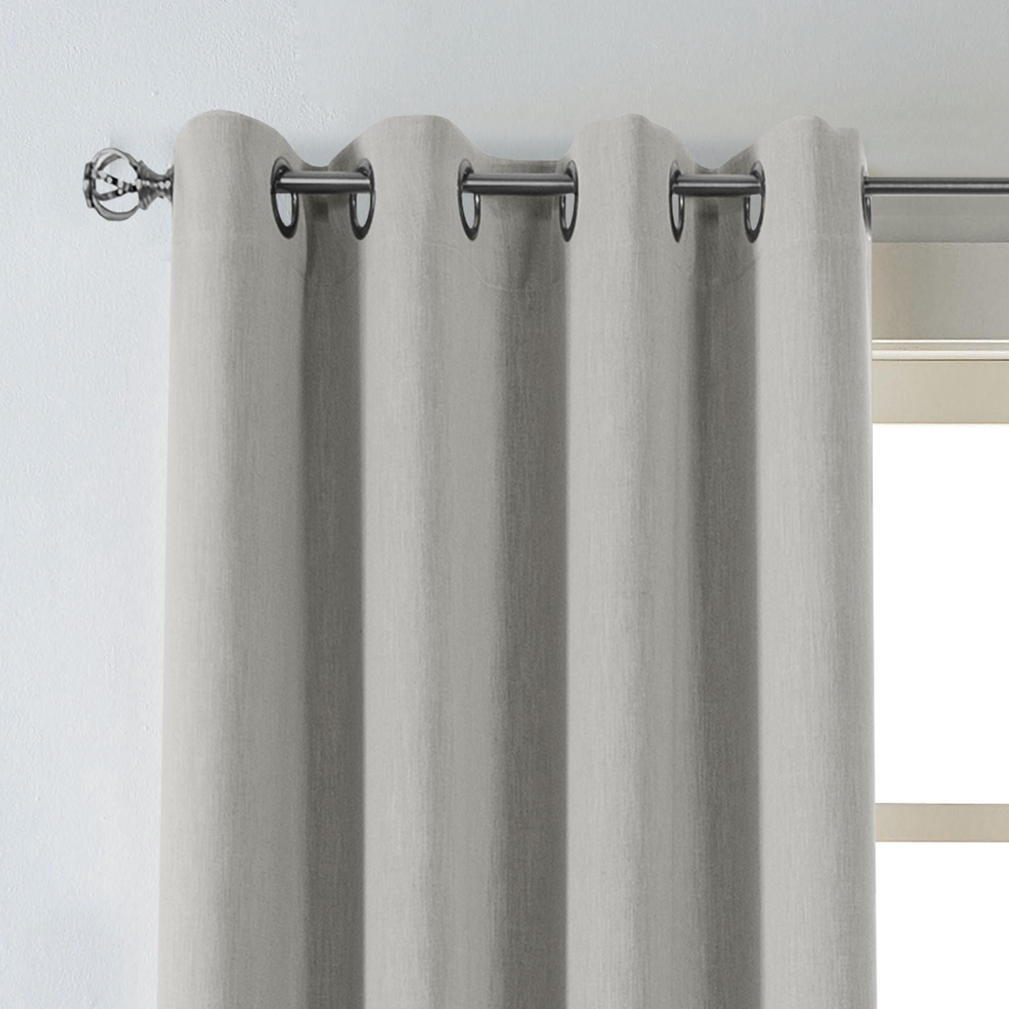 Eclipse Hadley 100% Blackout Curtain Panel, Linen Blend Grommet Window Curtain, 1 Panel, 50 In Wide x 63 In Long, Light Grey