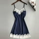 thumbnail image 4 of Gibobby Conjunto de lencería de encaje Lencería de Malla Sexy para Mujer Conjunto de Ropa Interior de Vendaje Envoltura de Pecho Bragas Huecas Conjunto de Sujetadores(Azul, G), 4 of 5