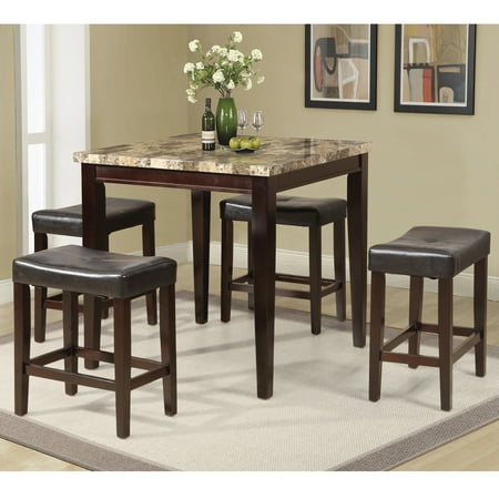 Cherry Dinette - Home Source Tilda Black and Cherry Five Piece Counter Height Dinette Set
