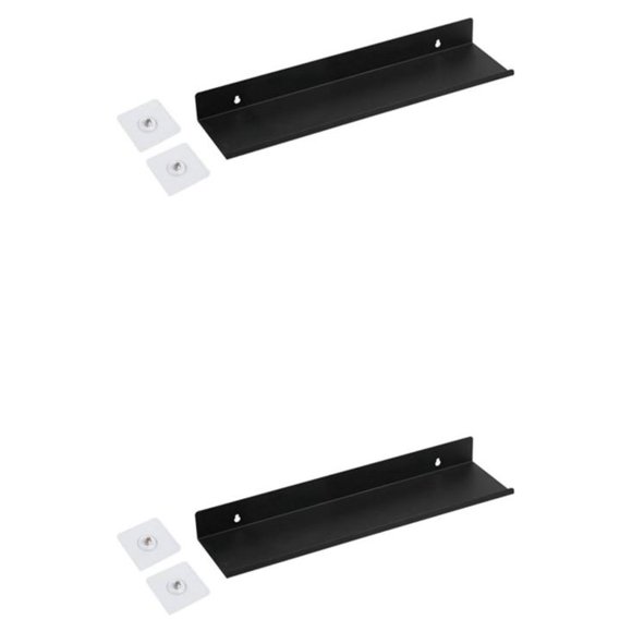 Eigraketly Damage-Free Floating Wall ount Shelf for Home Office Speaker Organizer Negro L 2Conjunto