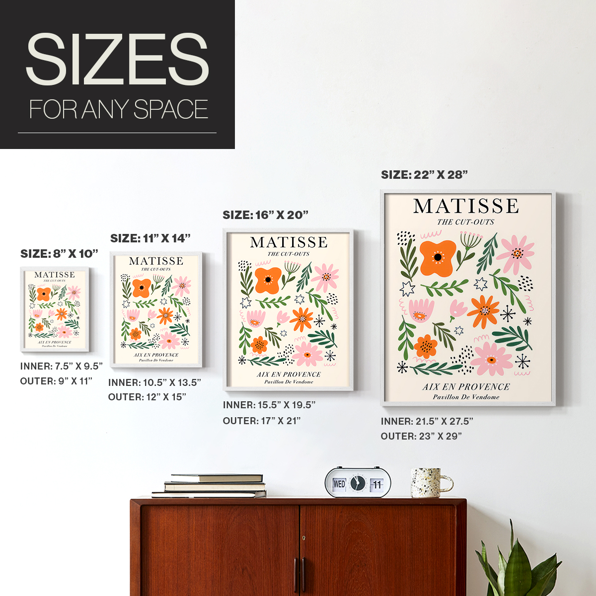Matisse CXCIII Framed Print in White Solid Wood 11 x 14 Framed Print