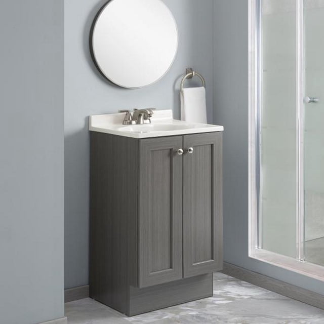 mueble para baño de piso nuevo orleans 18" gris mdf laminado con lavabo