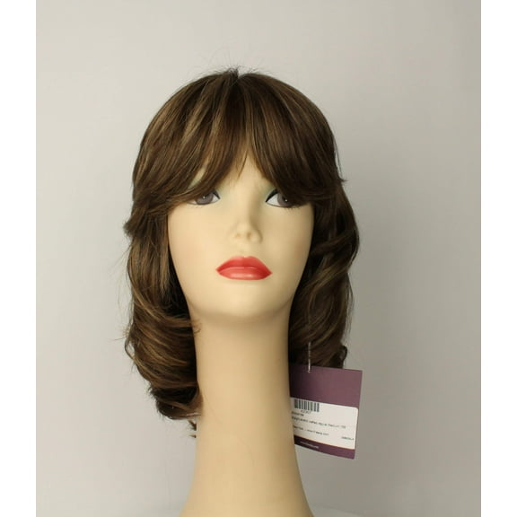 European Human Hair Freeda Wig Olivia Light Brown With Ash Blonde Highlights Skin Top Size M