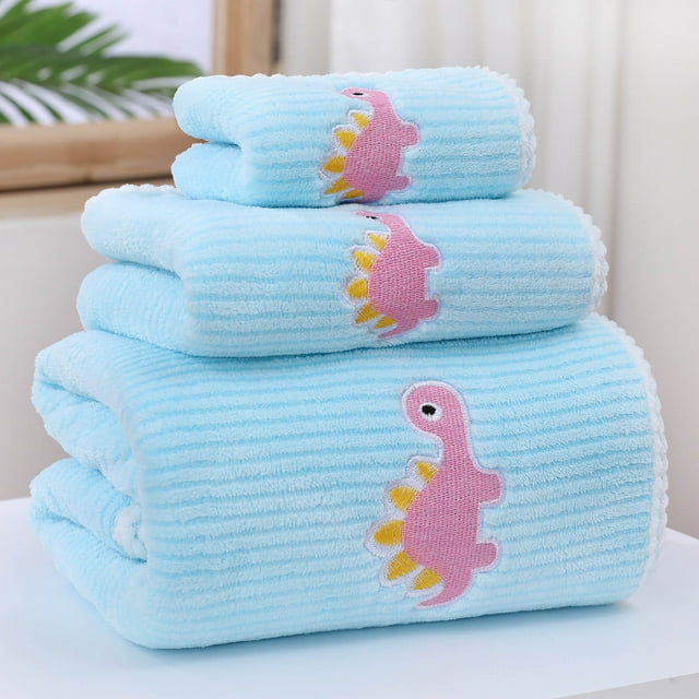 Conjunto de Terciopelo de Coral Bufanda de la Madre Absorbente de Agua Suave de la Serie de Dinosaurios Pequeños