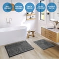 thumbnail image 3 of Nestl Bathroom Rugs, Machine Washable Bath Mats For bathroom Floor Rugs, Nonslip Backing Rubber Bath Rug, Gray, 3 of 6