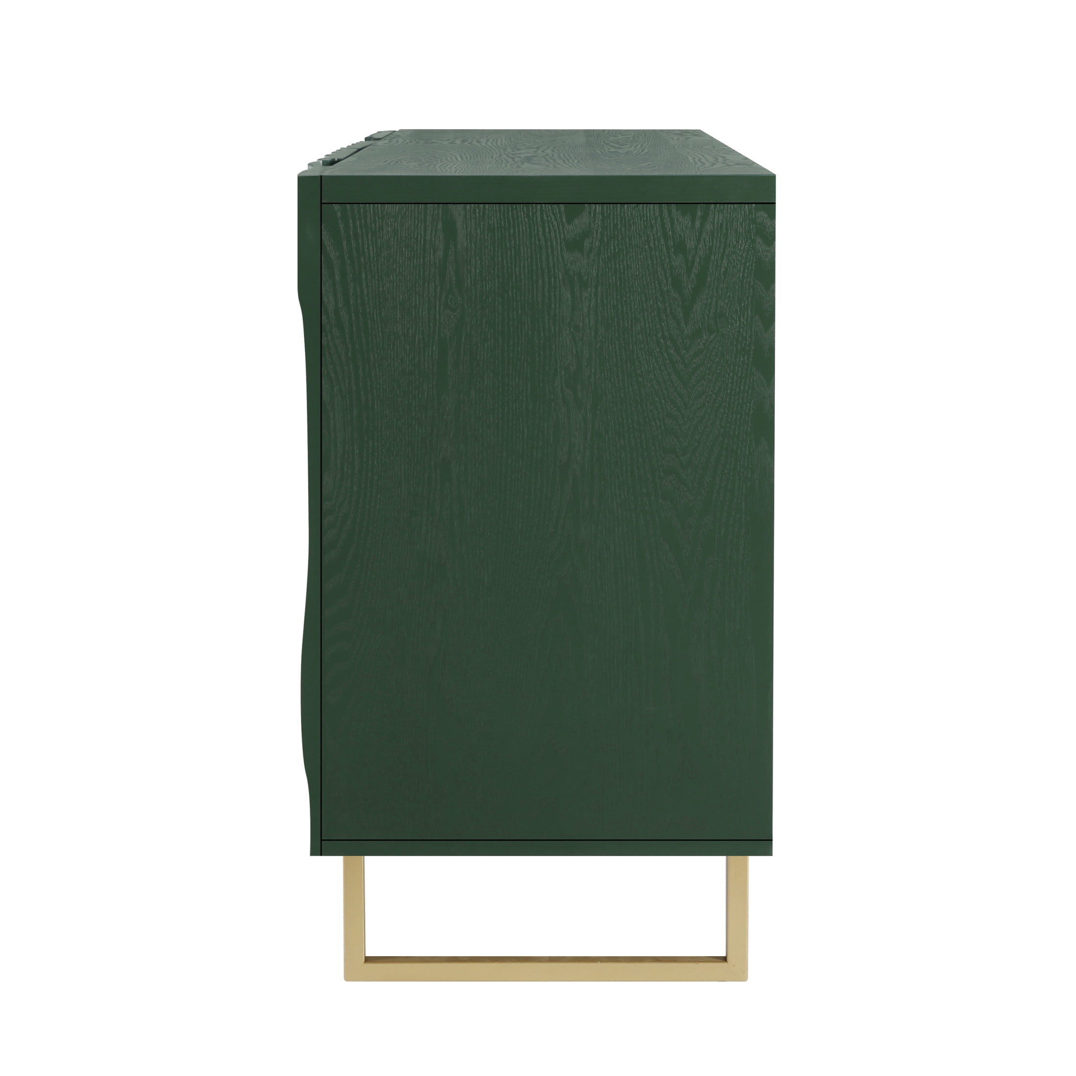 Christopher Knight Home Modern Sculptural 60" Sideboard, Ripple Doors, Adjustable Shelves, Metal Legs, Green