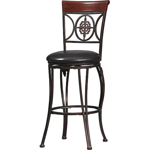 Linon Fleur De Lis Bar Stool Dark Antique Brown 30 Inch Seat Linon Fleur De Lis Bar Stool Dark Antique Brown 30 Inch Seat Height
