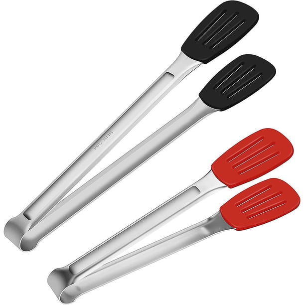 Pinzas para parrilla de barbacoa Ensalada Pan Filete Comida Barbacoa Pinzas Clase de comida Silicona Acero inoxidable Cocina Pinzas de cocina Anti calor Antiadherente Porción Clip 9 pulgadas. Afortunado Sencillez