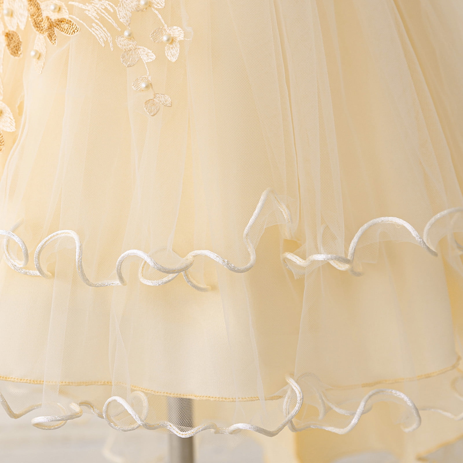 Dress for Girls Satin Girl Dress with Puffed Sleeves for Birthday Party Christening