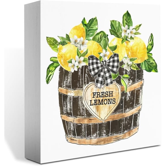 Summer Decor,Summer Decorations for Home Office,Summer Sign,Lemon Sign,Lemon Kitchen Decor,Fresh Lemons Sign,Summer Decoration Indoor for Desk Shelf 5x5 Inch