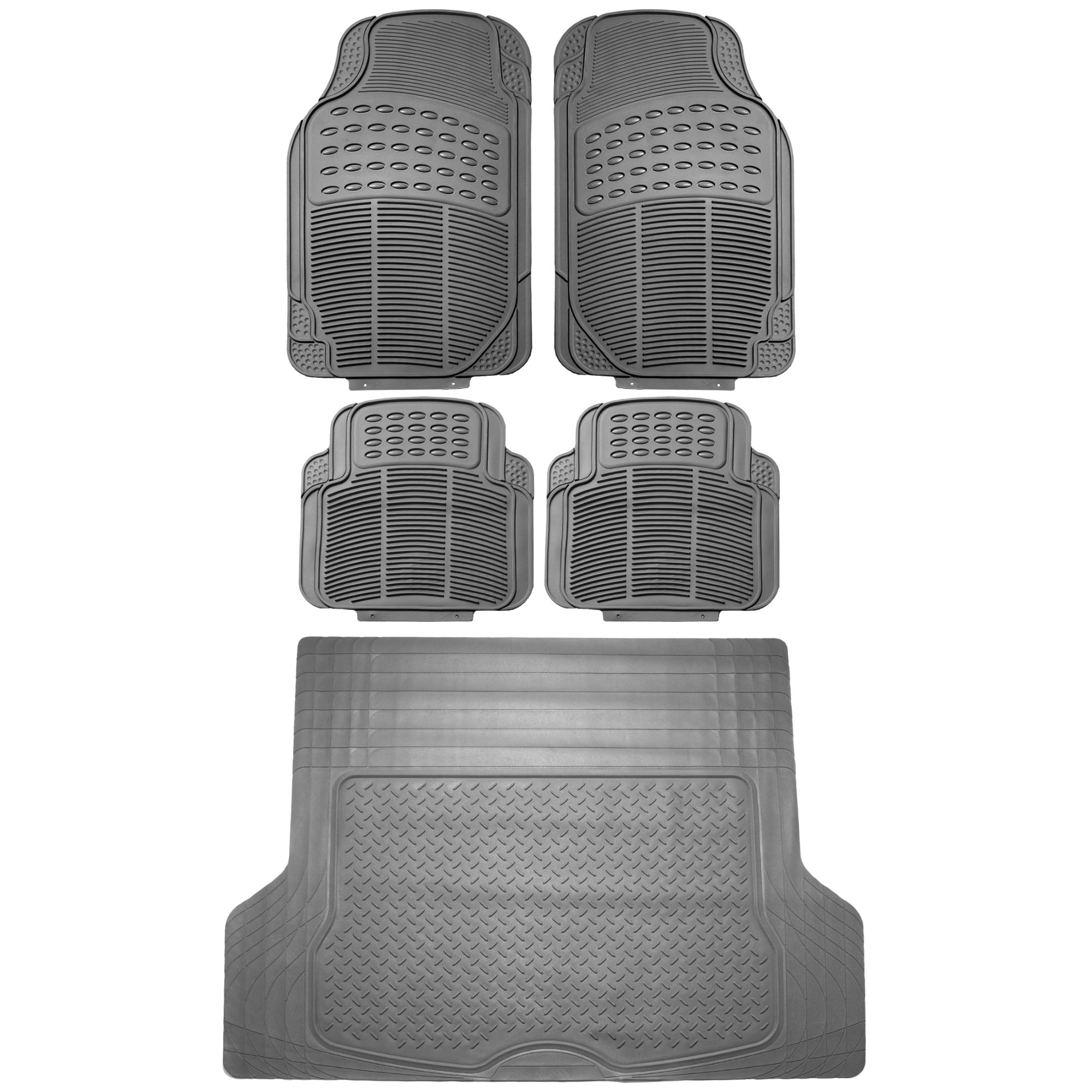 FH Group Automotive 5PC Floor Mats Set HeavyDuty Rubber Floor Mats