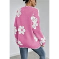 thumbnail image 2 of NACOjama Womens Long Sleeve Sweater V Neck Casual Loose Knit Top Pink L, 2 of 5