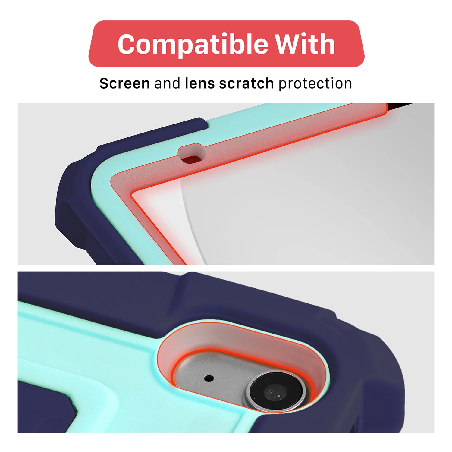Vena Kids Case For Apple iPad A16 11th Generation 11 Inch 2025, iPad 10th Gen 10.9" Protective Case Cover With Kickstand, Pencil Holder and Shoulder Strap, Blue/Mint Green