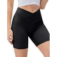 thumbnail image 4 of Xuanfei Women Crossover High Waist Butt Lift Workout Rib Yoga Shorts With Pocket, 4 of 5