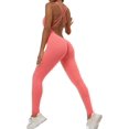 thumbnail image 1 of Qszmjo Mono de Yoga cruzado en la espalda sin costuras para mujer, mono deportivo de una pieza con espalda descubierta para entrenamiento, mono deportivo con doble correa, 1 of 4