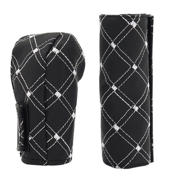 2 unids/set de cuero PU para coche, cubierta de palanca de cambios de freno de mano, funda de empuñaduras de freno de mano, carcasa de pomo de Vehículos, repuestos y accesorios Mis blanco negro Kenally CZ11223-02