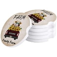thumbnail image 1 of KXMDXA Farm Buffalo Check Plaid Truck with Cow Sunflower Retro Style Set of 2 Car Coaster for Drinks, Absorbent Ceramic Stone Coasters Cup Mat with Cork Base for Coffee Table Bar Decor, 1 of 5