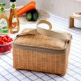 thumbnail image 5 of Portable Insulated Thermal Cooler Lunch Bag Imitation Rattan Outdoors Picnic Box, 5 of 5