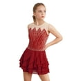 thumbnail image 3 of YiZYiF Kids Girls Figure Ice Skating Dance Dress Sleeveless Rhinestones Ballet Gymnastics Leotards Burgundy 16, 3 of 6