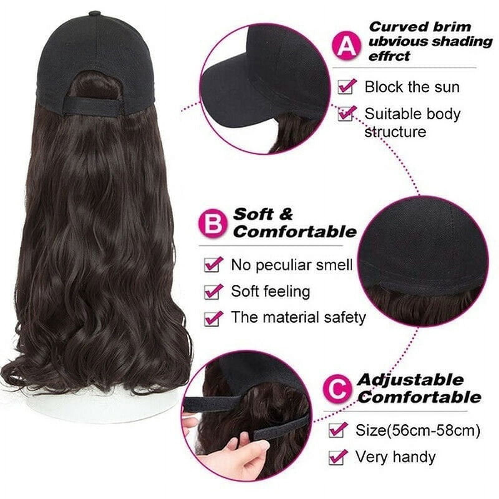 Women Baseball Cap Wigs,Baseball Cap with 22in Hair Synthetic Hat Wigs for Women Baseball Cap