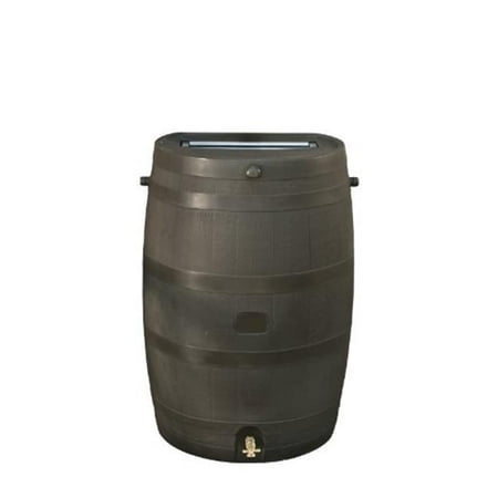 Solid Brass Barrel Twist - Flatback Rain Barrel 50USG - Brown with Brass Spigot