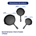 thumbnail image 4 of Set 3 Sartenes Naesi Hierro Forjado AN401 Resistente, 4 of 11