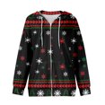 thumbnail image 4 of Women's Casual Fashion Long-Sleeve Zip-Up Hoodie with Christmas Print, Knitted Pullover for Comfortable Wear and Style,Deep Red,S, 4 of 8