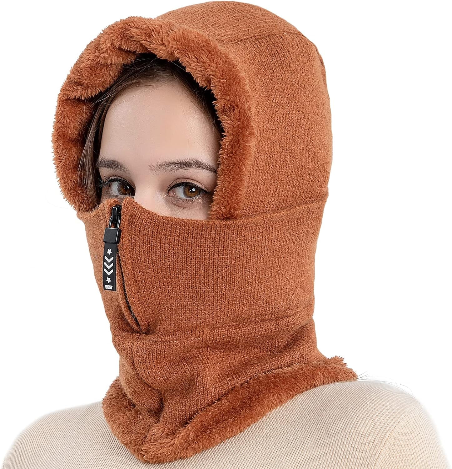 YooGuoGuo Women Balaclava Visor One-Piece Skull Beanie Hat Neck Circle Scarf Ski Snow Winter Knit Fleece Cap Cold Weather