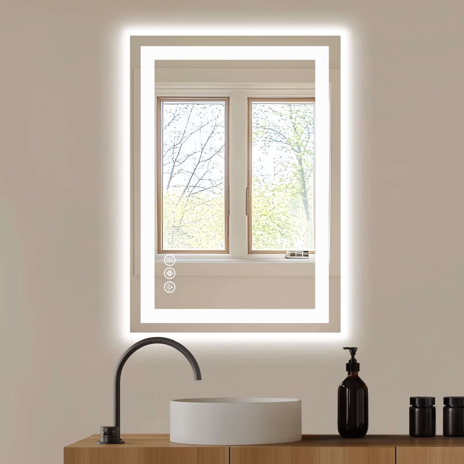 Gianna 20"x 28" LED Bathroom Mirror with Anti-Fog and Backlit Memory Function Tempered Glass