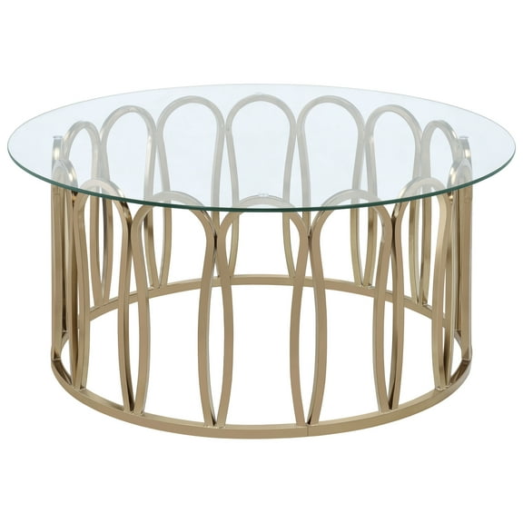 Round Coffee Table - Chocolate Chrome & Clear Glass - 39" Modern Living Room Table