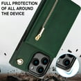 thumbnail image 3 of Dteck for iPhone 16 Case, Shockproof Magnetic Protective Zipper Pocket Purse Handbag Shoulder Strap Stylish Protective Cover, Green, 3 of 9
