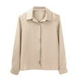 thumbnail image 6 of Button Down Shirts For Women Wrinkle Resistance Dress Shirts For Women Long Sleeve Work Formal Blouses Tops Khaki, 6 of 9