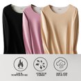 thumbnail image 4 of Camisetas de manga larga para mujer, 3 piezas, cuello redondo, elásticas, ajustadas, con capas, 4 of 8