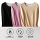 thumbnail image 4 of Camisetas de manga larga para mujer, 3 piezas, cuello redondo, elásticas, ajustadas, con capas, 4 of 8