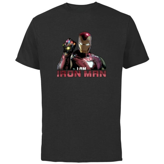 Marvel Avengers: Endgame I am Iron Man - Short Sleeve Cotton T-Shirt for Adults -Customized-Black