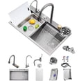 thumbnail image 1 of Fregadero de Cocina, Fregadero de Acero Inoxidable Nano Cascada, con Grifo Extraible Fregaderos Grandes de un Tazón, Colador de Drenaje y Accesorios para Cocina, Bar, Comedor (80X45), 1 of 8