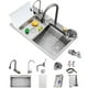 thumbnail image 1 of Fregadero de Cocina, Fregadero de Acero Inoxidable Nano Cascada, con Grifo Extraible Fregaderos Grandes de un Tazón, Colador de Drenaje y Accesorios para Cocina, Bar, Comedor (80X45), 1 of 8